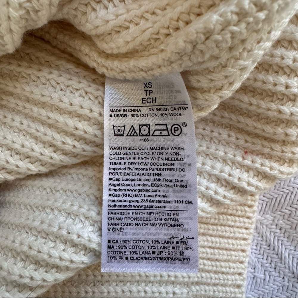 NWT Banana Republic Cream Organic Cotton Chunky Knit Crewneck Sweater Woman’s XS - Picture 7 of 10